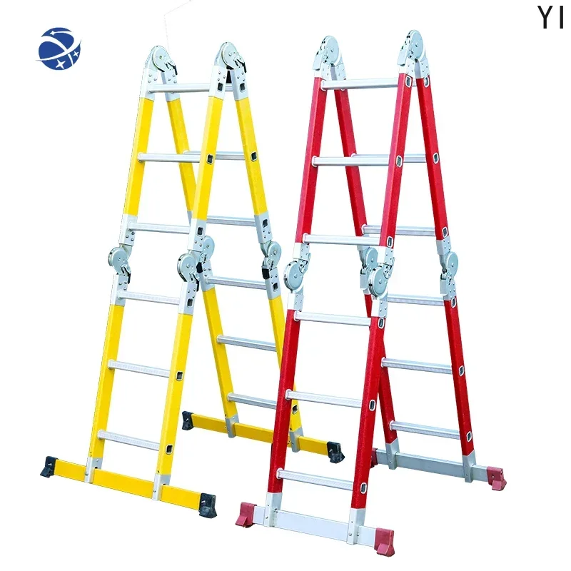 YYHC4 x 3 steps hot sale multifunctional big hinge folding fiberglass ladder