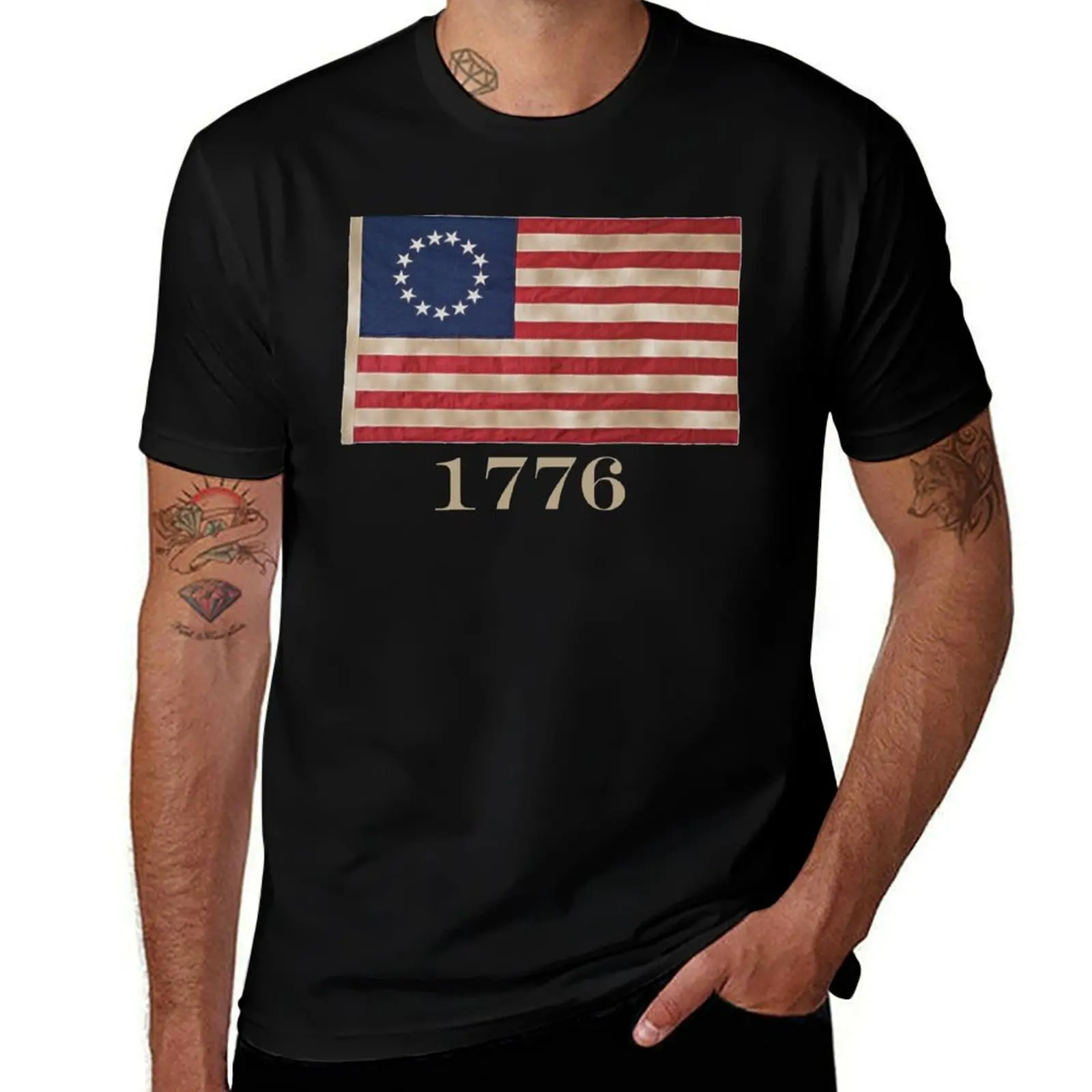

Betsy Ross Flag 1776 T-Shirt anime vintage graphic tee anime tshirt mens t shirts top quality