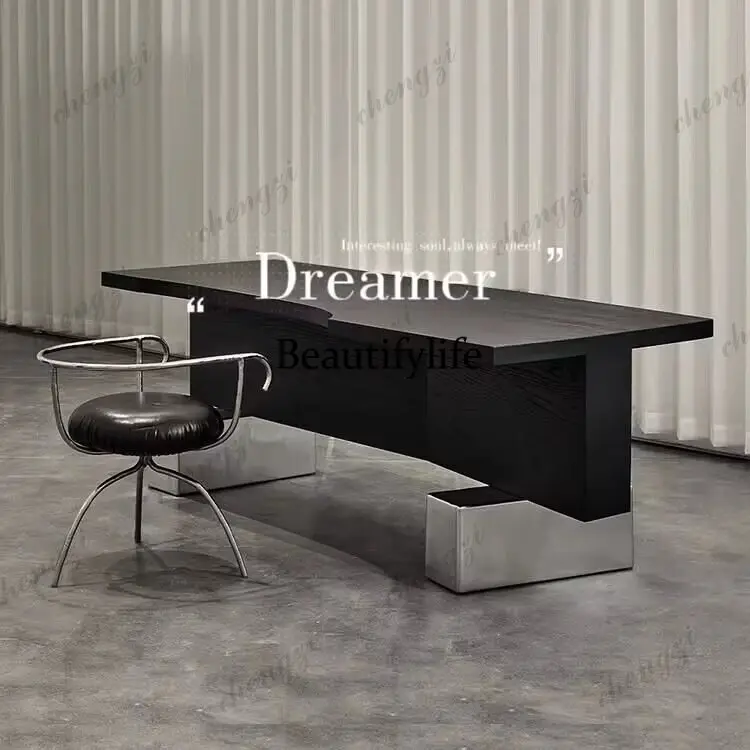Italian minimalist solid wood desk modern minimalist designer light luxury home medieval desk