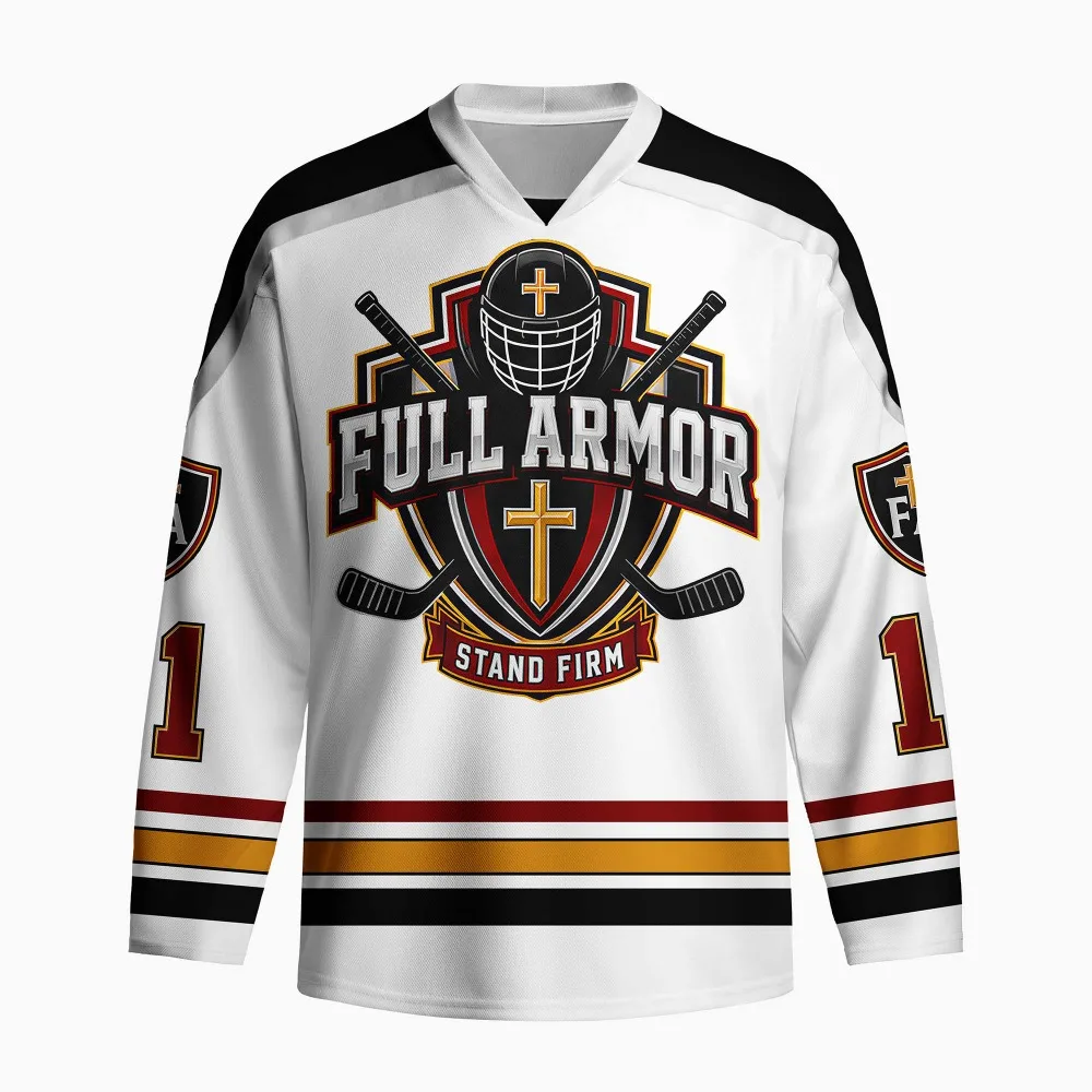 Men's New Oversized Environmentally Friendly Full Printed Long Sleeved Shirt, God Bless You, Ice Hockey Printed Jersey