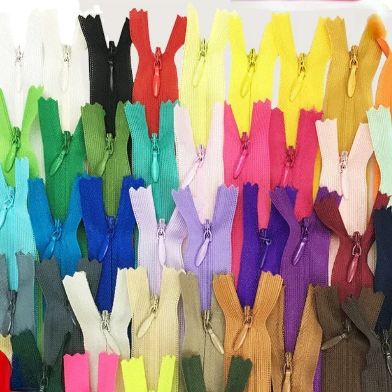 

100 шт./лот 3 # Нейлоновая катушка от 16 до 56 см, невидимая молния, закрытая кружевная или тканая полоска, классическая рубашка, одежда, игрушка, подушка, швейный аксессуар