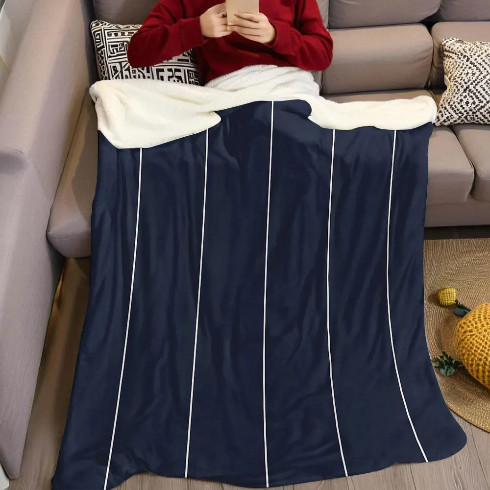 Navy Thin Vertical Stripe Flannel Blanket Warm Soft Halloween Christmas Decorative Couch Warm Cozy All-Season Gift