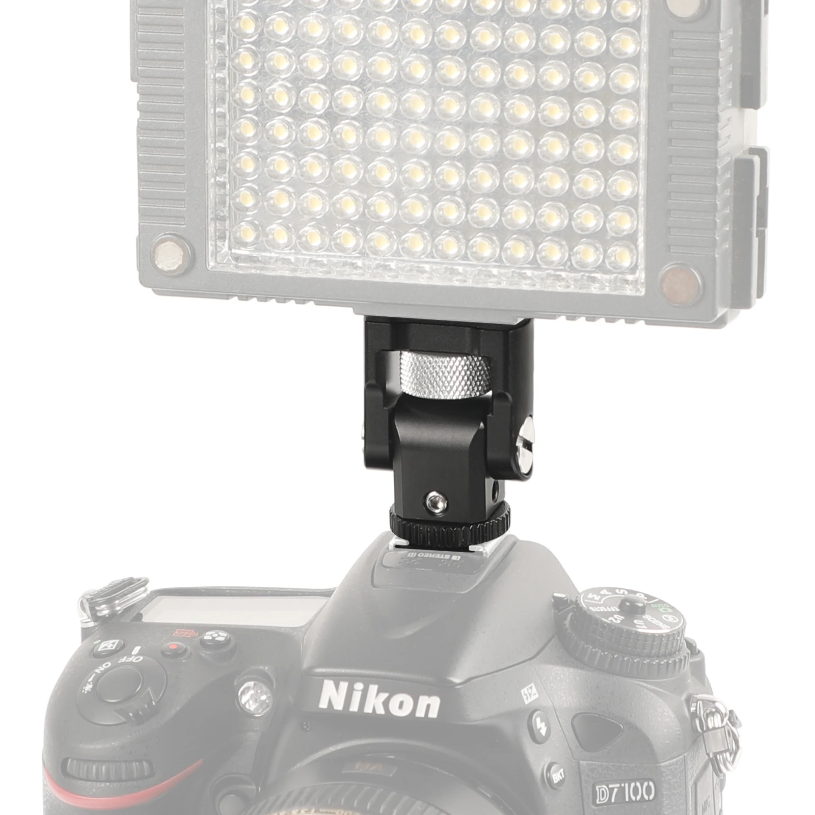 1/4"-20 Support Holder 90 Degree Tilt Adjustable With Shoe Mount Adapter For Monitor / LED Flashlight (Protective Case Included)