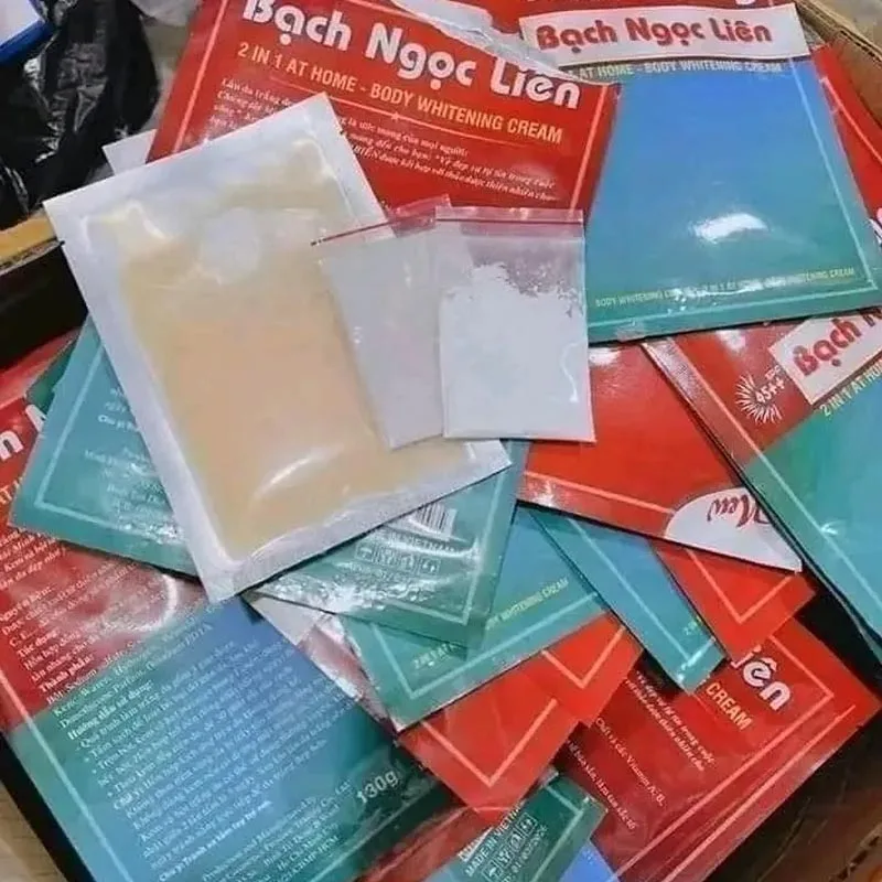 コンボ 3 gói tắm trắng Bạch Ngọc Liên 2 Trong 1 Tại Nhà 130gr Trắng dưỡng sâu、trắng耐久性、mịn màng、tre trung