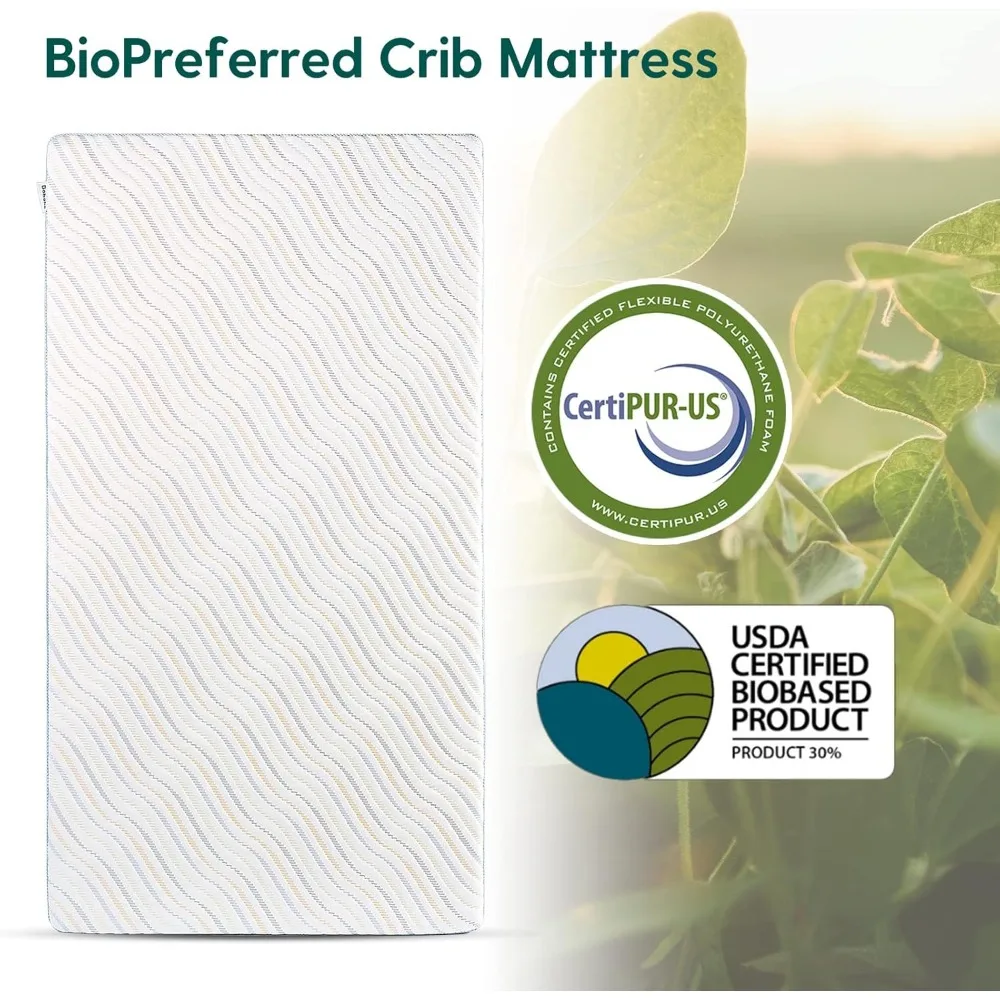 Toddler Mattress | Certified Biobased Mattress | Washable Soybean Fiber Mattress