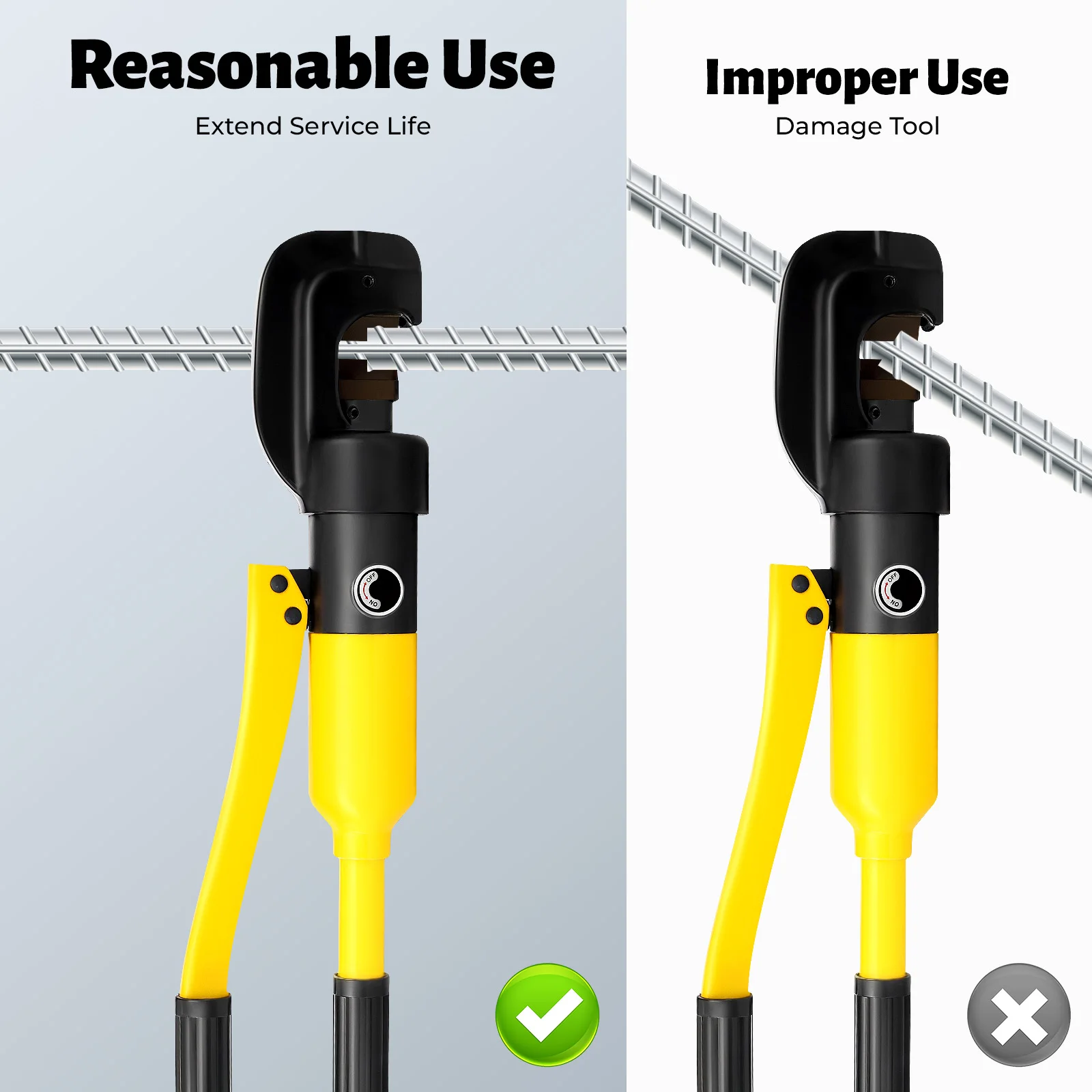 13Ton Rebar Cutting Tool Shear Area 4-22mm Hand Powered Rebar Cutter Yellow with Portable Toolbox for Construction Steel Bars