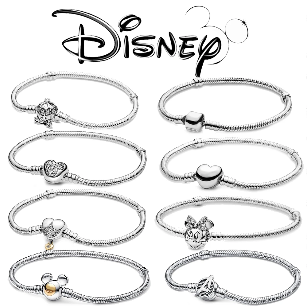 2024 Disney New Silver plata 925 Mickey Minnie Bracelet Charms Suitable For Original  925 Diy Beads Women Jewelry