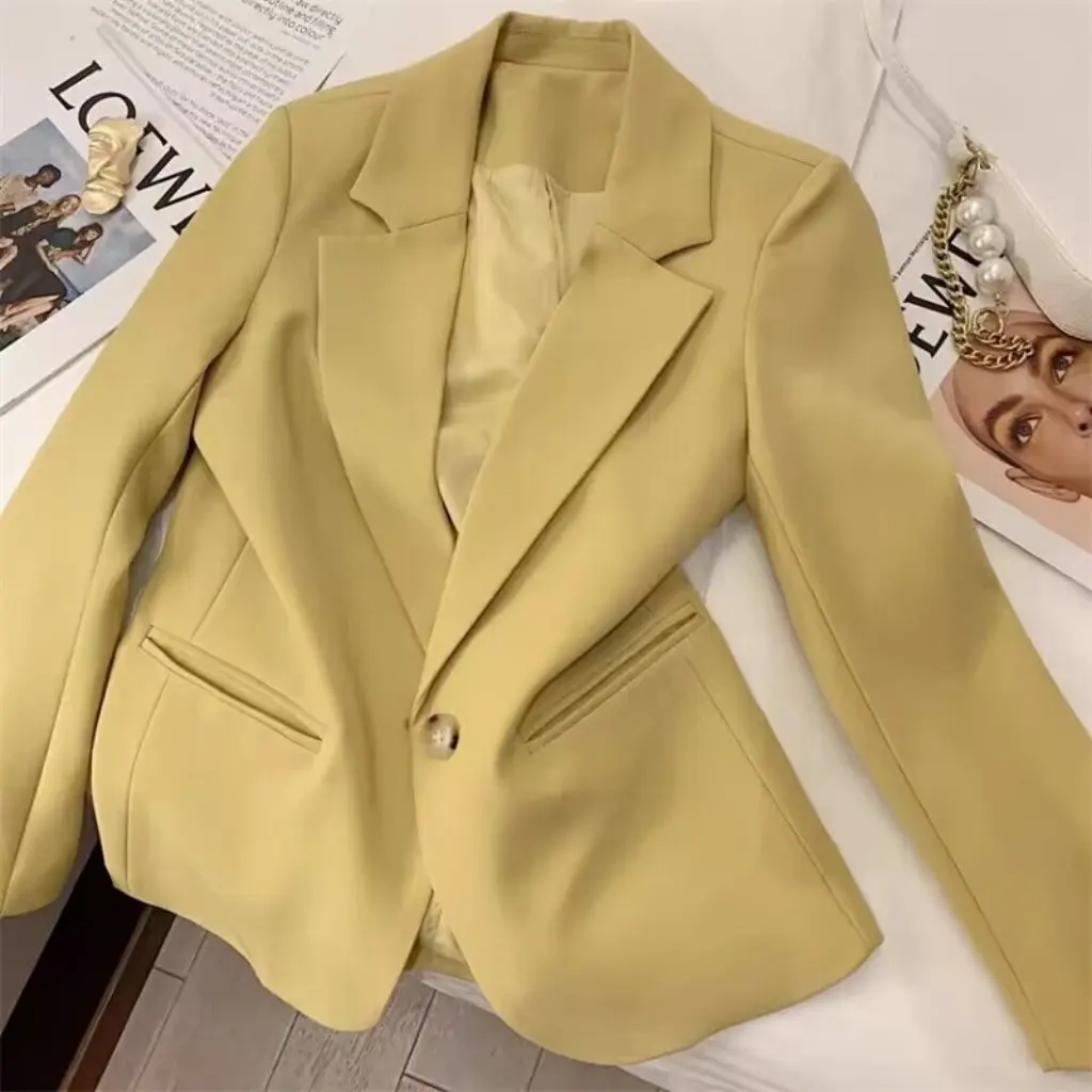 

Women's Green Suit Jacket Spring Versatile Casual Korean Style Niche Design Popular Small
