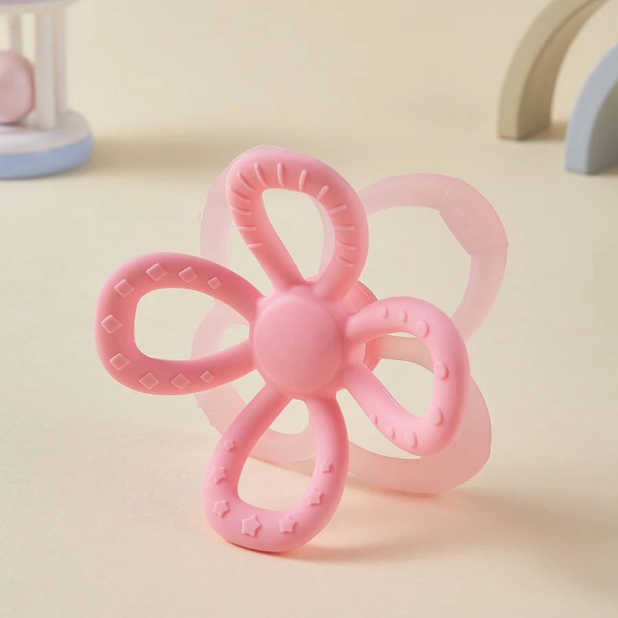 كرة عضاضة للشباب من مطاط السيليكون الناعم على شكل بتلة قابلة للإزالة - لعبة تسنين وقبضة يدوية للطفل #6