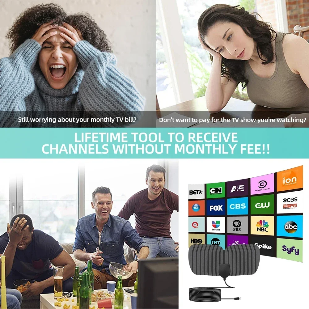 

Pro-Grade 25dB HD TV Antenna - 8K/4K/1080P Triple Signal Reception for DVB-T2/ATSC 3.0, Works in RVs/Apartments