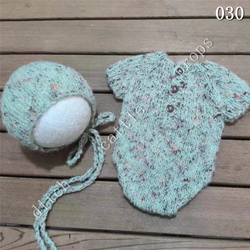 Newborn Photography Props Handmade Knitted Jumpsuit and Hat Studio Clothing