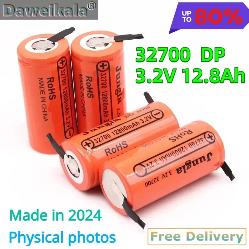 2024high capacity 3.2V 32700 12800mAh LiFePO4 Battery 12.8Ah 50A Continuous Discharge Maximum High power battery+Nickel sheets