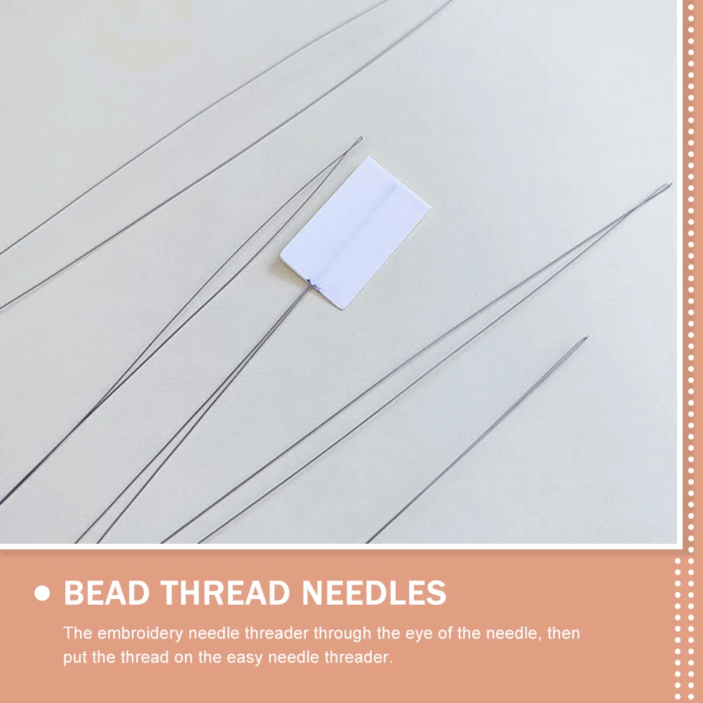 10 Pcs Threader Needle Bead Needles Cross Stitch Simple for Tool Manual Beading DIY Metal Home White Compact Eye Threads