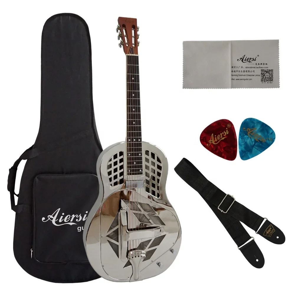 

Aiersi Brand Chrome Plated Tricone Bell Brass Body Electric Resonator Guitar For Sale