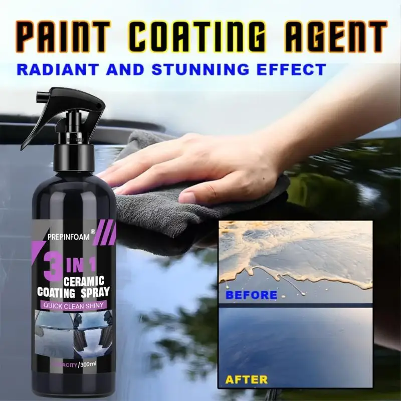 3 In 1 Car Ceramic Liquid Coating Spray Nano Crystal Hydrophobic Film for Auto Detailing Superior Paint Protection Shine