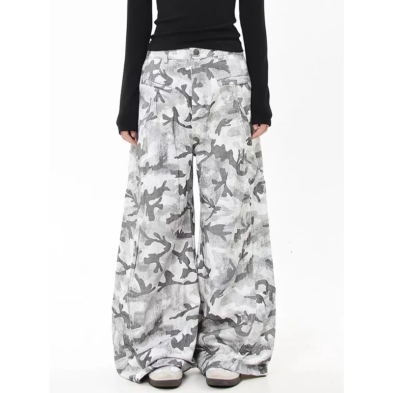 الرجال رمادي Y2k السراويل البضائع المموه Harajuku المظلة السراويل اليابانية 2000s نمط خمر كبيرة الحجم الهيب هوب السراويل الملابس #2