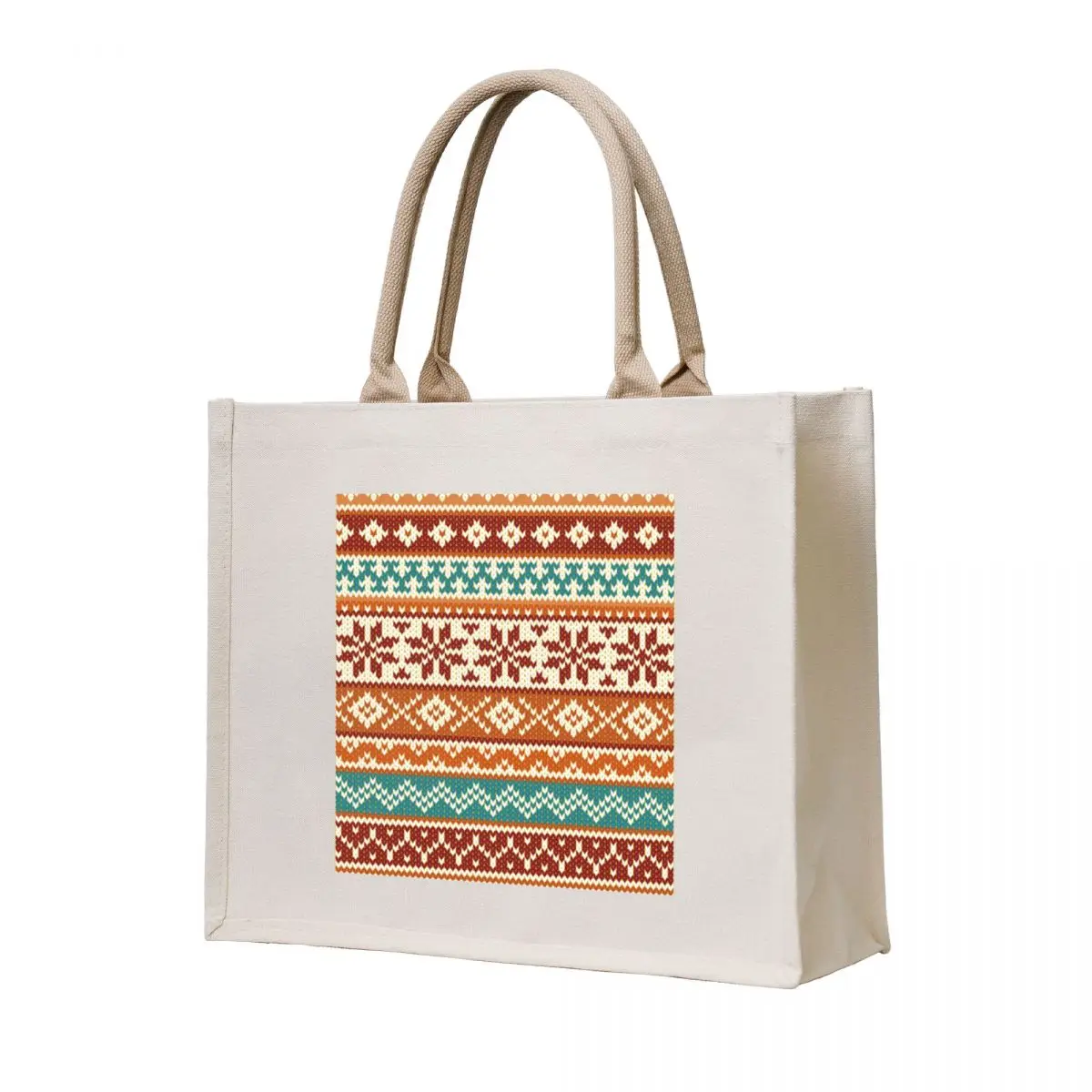 

Fair Isle Fox Vibes Tote Bag Big bag women supermarket folding bag tote bags men tote bags aesthetic