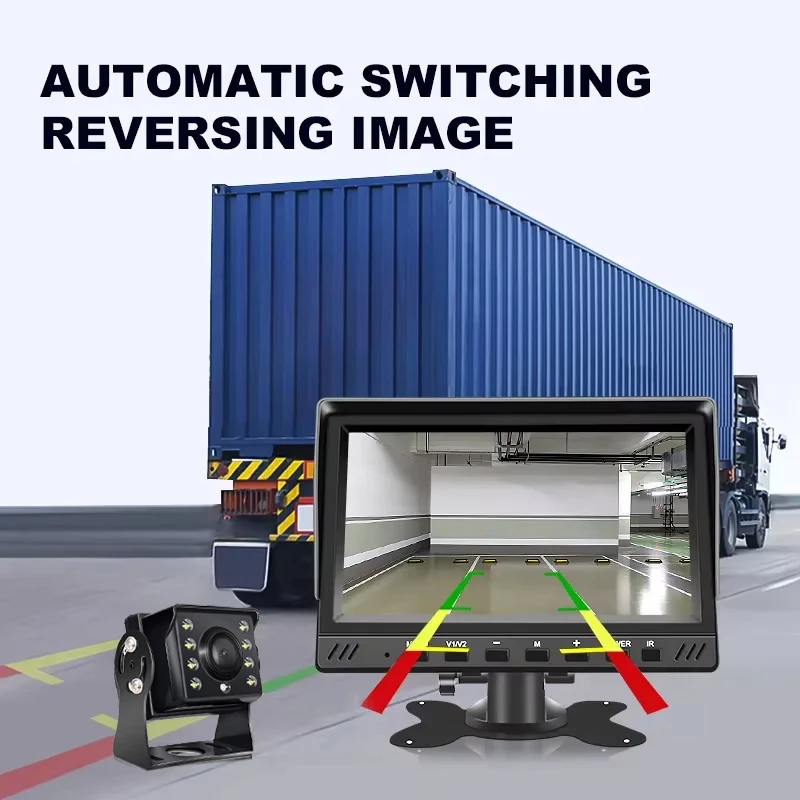 7 Inch 2-Channel DVR IP68 Reverse Camera 1080P AHD Parking Monitoring System TF Card Recorder 2 PCS Driving Monitor for Trucks