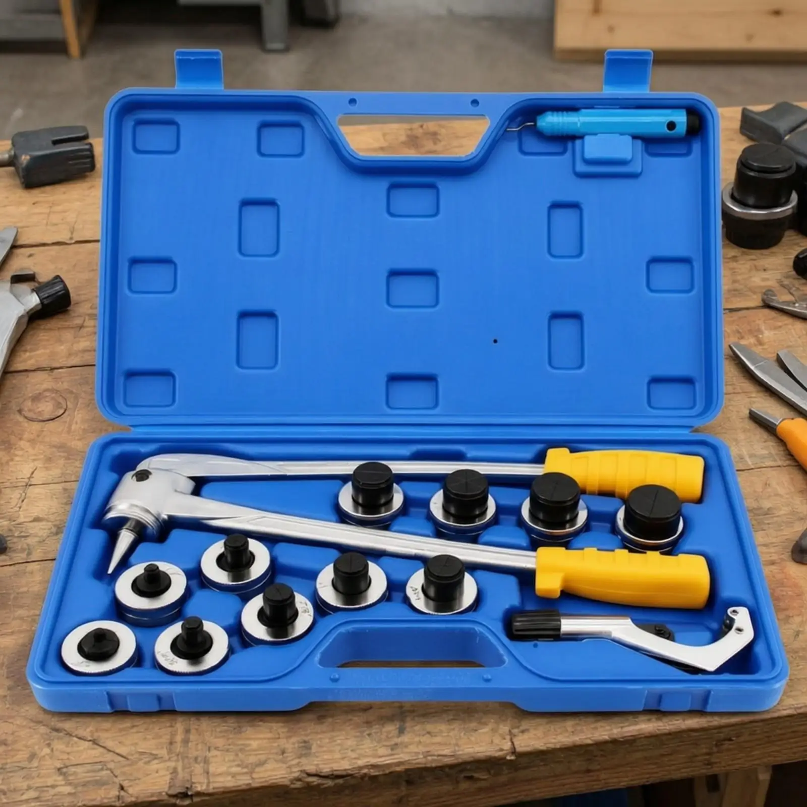 Copper Pipe Flaring Kit Hand-Operated Flaring Tool Kit with Case Handheld Portable for Technicians, HVAC, Refrigeration