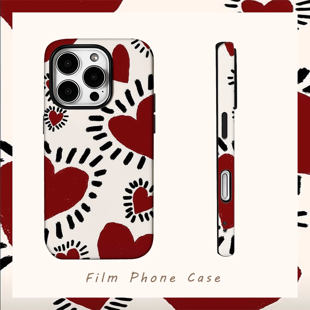 Illustration Liebe Handyhülle für IPhone 16 15 14 13 12 11 X XS XR XSMAX 7 8 Pro Max Plus Doppelschichtige Rückseite