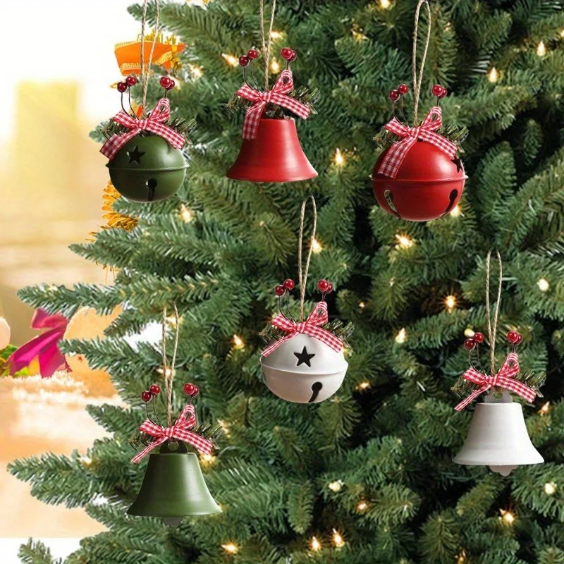 2pcs Jingle Bells Christmas Bell Metal Bell Ornament Tree Hanging Pendant for Christmas New Year Party Decorations