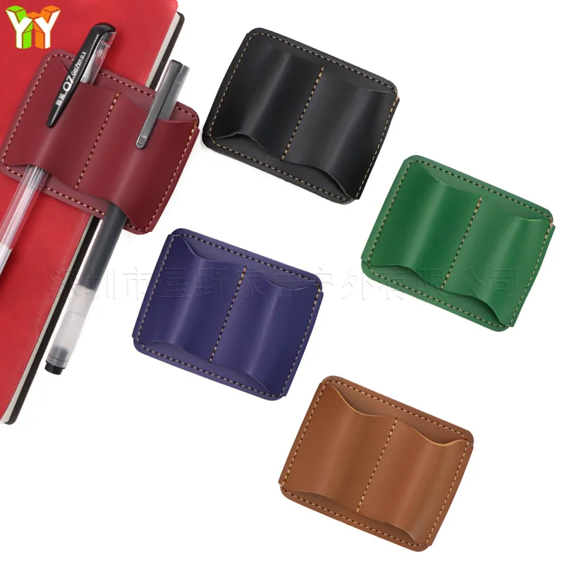 Portable PU Leather Pen Holder  Notebook Pen Clip Multicolor Elastic Pen Sleeve For Journal Diary Book Office School S
