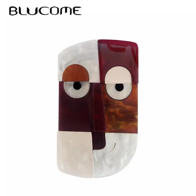 Blucome Acrylic Van Gogh's Abstract Face Cartoon Brooch for Women Men Clothes Bag  Badge New Year Gift
