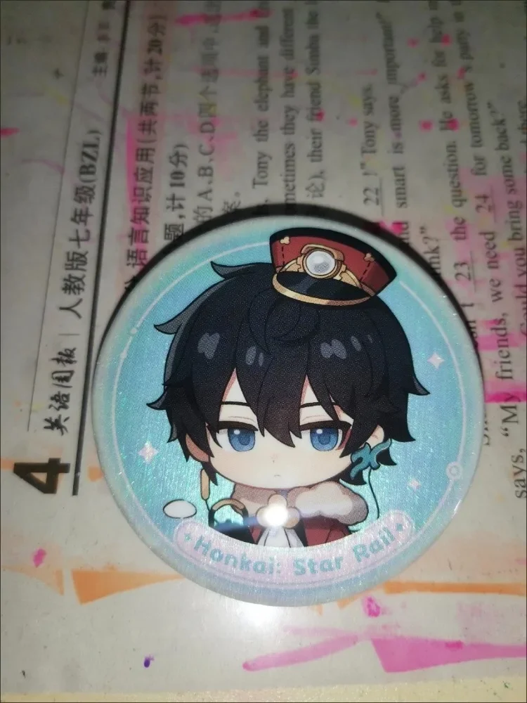 Honkai:Star Rail Aventurines Dang Heng Fans Works Circle Metal Brooch Pin Badge Jewelry Accessories For Clothes Backpack Gifts