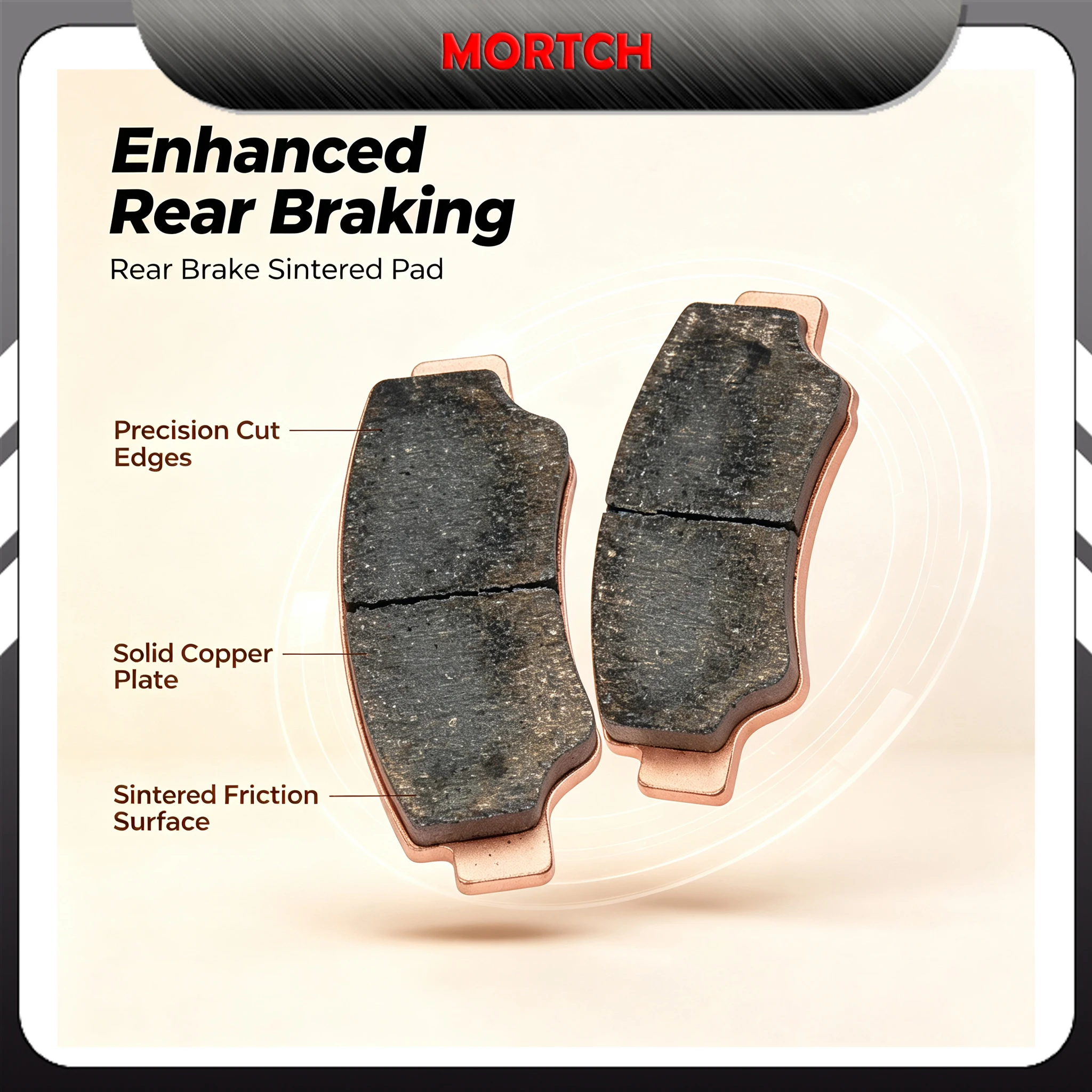 2Pcs Rear Sintered Brake Pads 5ASV-0813A0 Fits CF Moto ATV UTV 2022-2025, 88×36×8.5mm Rear Caliper Pad