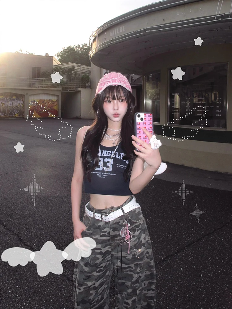 Gilet con cinturino per ragazza americana dolce e fresco, nuovo design estivo da donna, abbigliamento interno Svel Or, vestibilità comoda in cotone