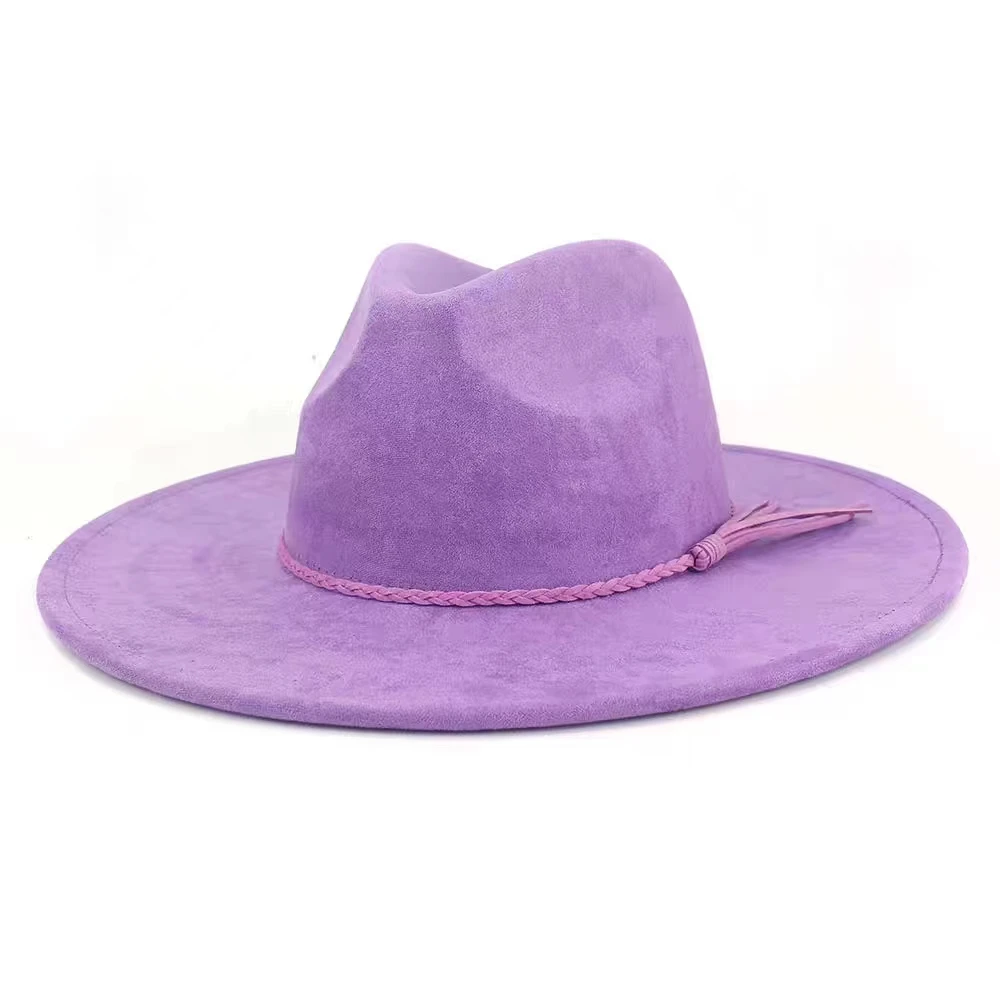 2024 Colorful Suede Wide Brim Felt Fedoras Women's Hat Men's Church Jazz Hat Denim Hat Panama шляпа женская летняя