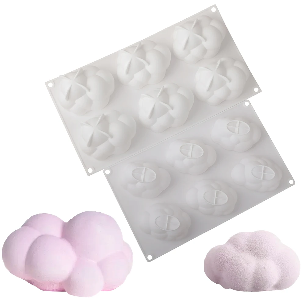 6 Cells Three Dimensional Cloud Design Mousse Cake Mold Silicone Cake Mould Kitchen Chocolate Mold French Dessert Baking Mold