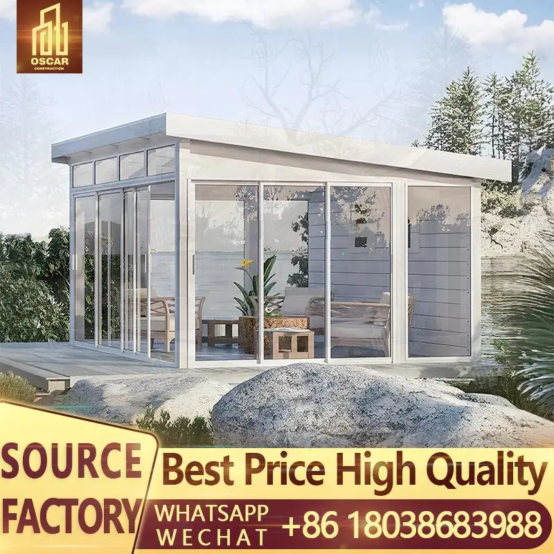

Prefabricated Small Glass House with Veranda Feature: Modern Design and Luxury Feel for Garden Patio and Backyard Use
