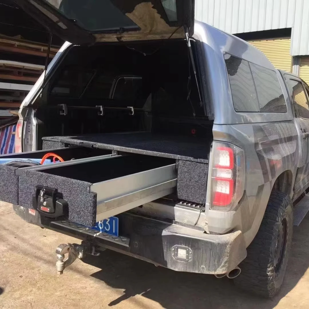 

Unity Retractable & Folding Pickup Storage Drawers for Tundra 4x4 Cargo Back Drawer Slide System for Pickup Truck