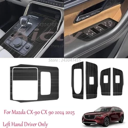LHD For Mazda CX-90 CX 90 cx90 2024 2025 steel Console Gear Shift Cover Trim Window Switch Button Door Armrest Panel Trim Cover