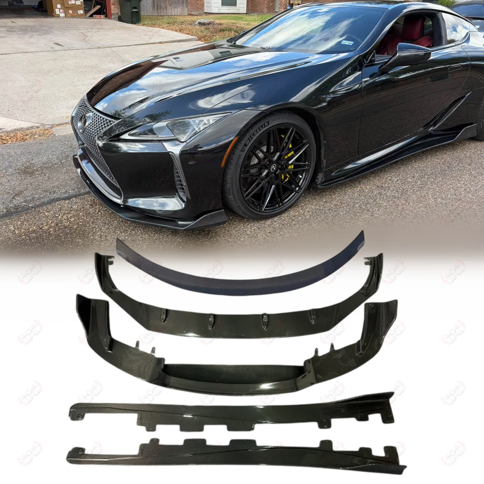 For Lexus LC500 LC500H 2018UP ART Style Carbon Fiber Front Lip Side Skirts Rear Diffuser Rear Wing