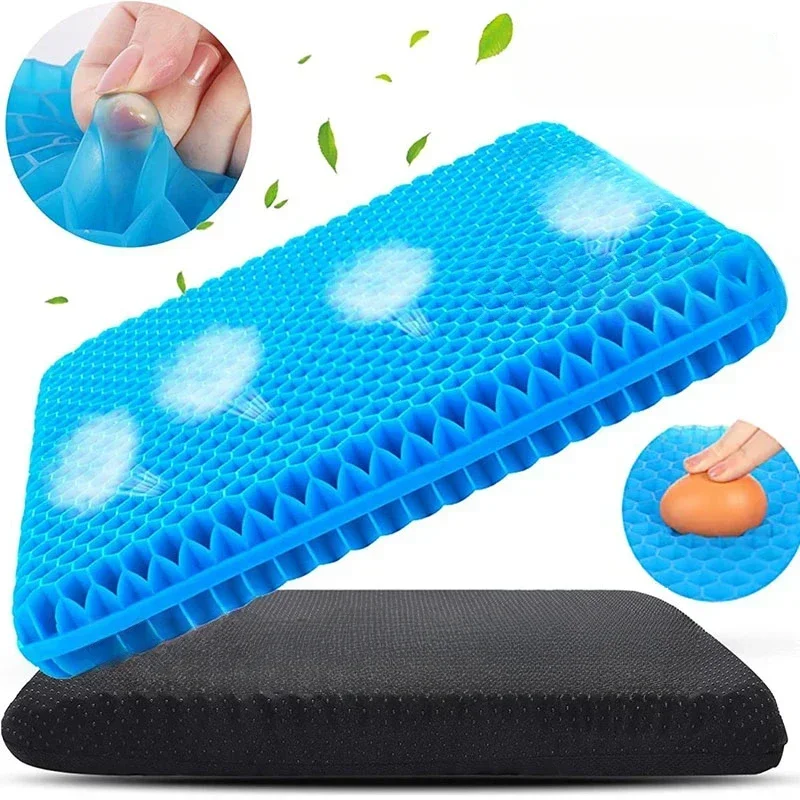 Gel Seat Cushion Double Thick Egg Gel Summer Cushion for Pressure Relief Breathable Chair Pad Car Seat Office Chair Soft Cushion