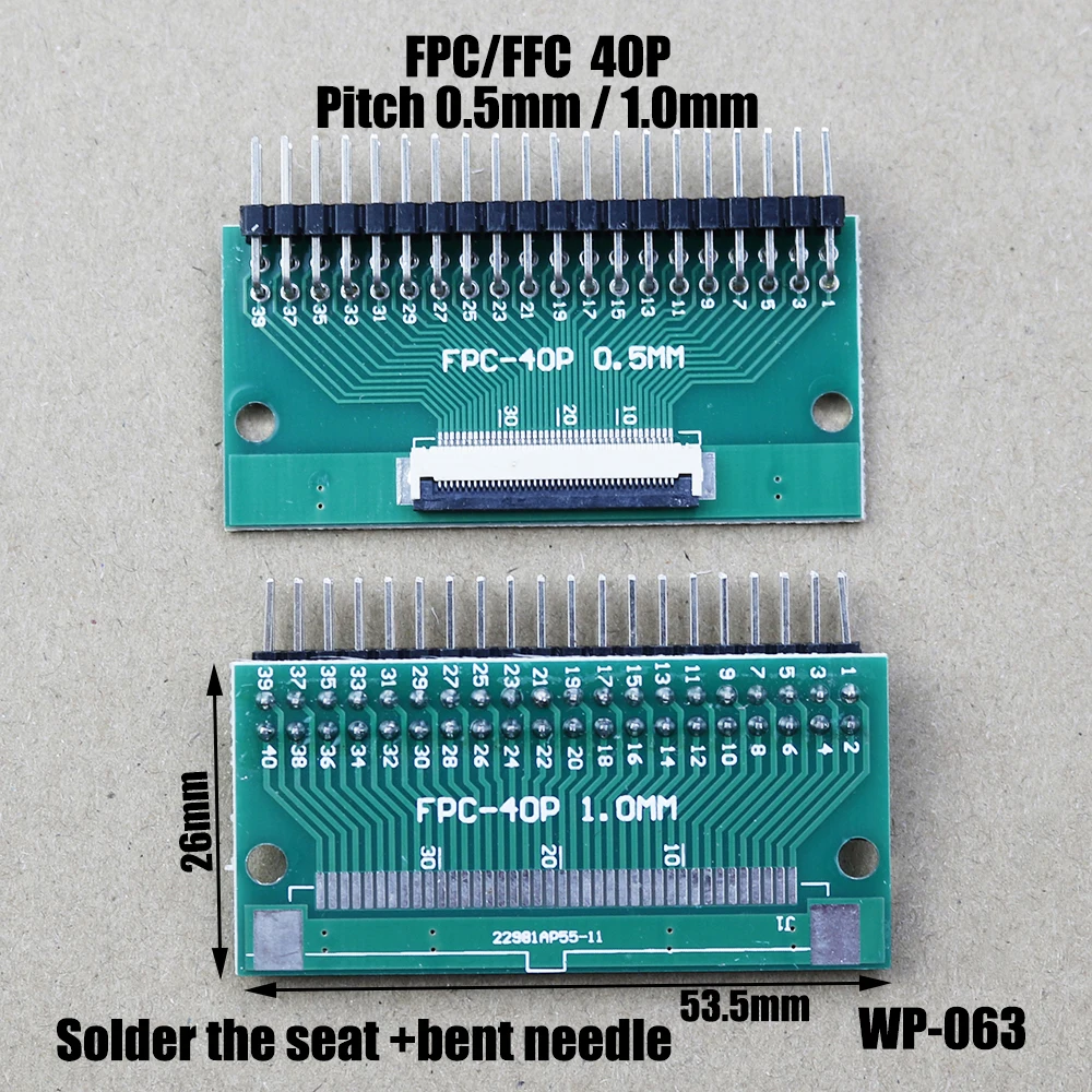 1Pc FPC FFC อะแดปเตอร์0.5มม.1.0มม.ถึง2.54มม.ตรงเข็มและขาโค้ง6 8 10 12 20 26 30 40 50 60 Pin WP-063