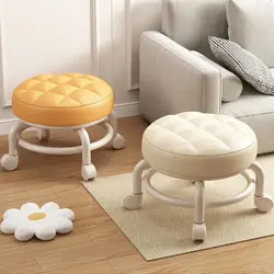 Taburete pequeño con ruedas para niños, polea, taburete bajo, rueda Universal, asiento con ruedas, taburete multifuncional para cambiar zapatos, taburete redondo