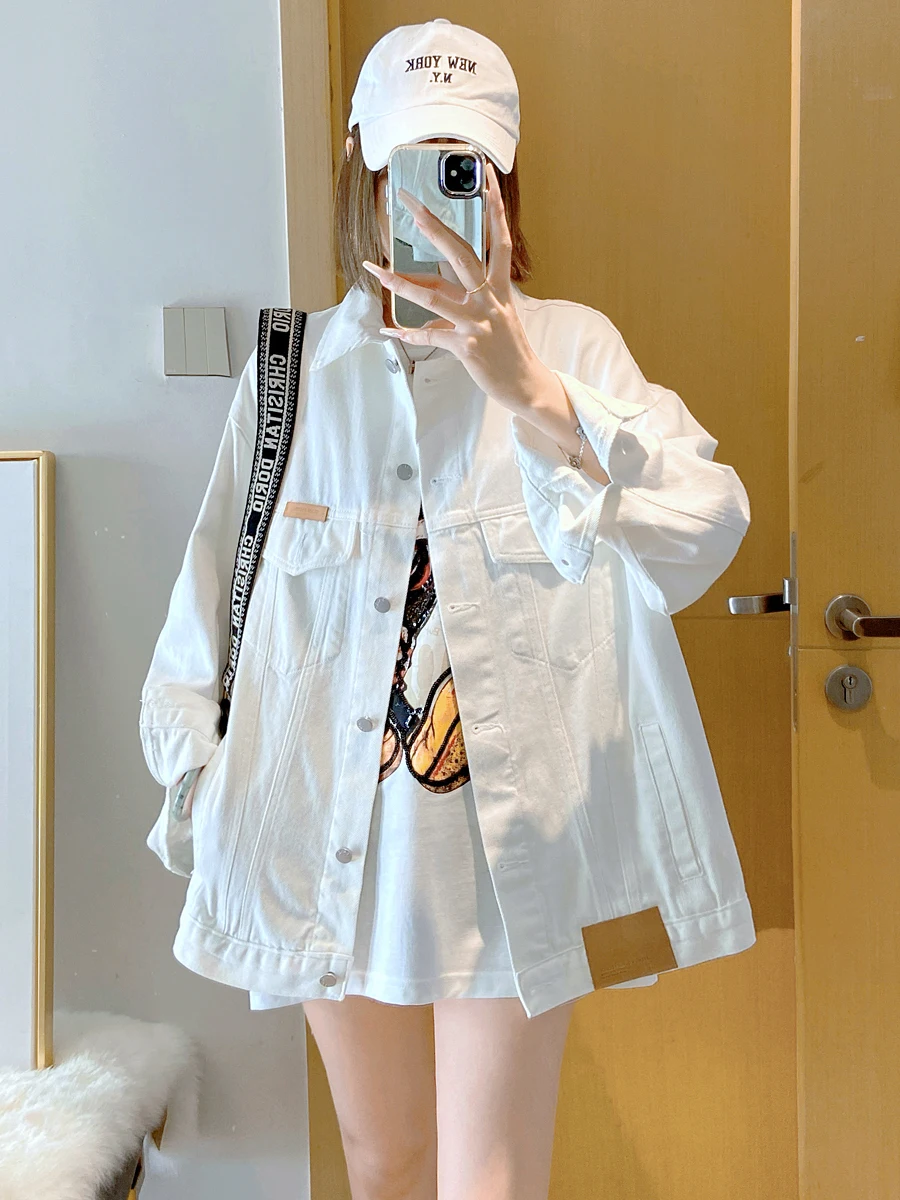

Spring Autumn Loose Women's Denim Jaet Faionable Korean Sle Early Spring New Arrival Casual Lazy Sle Spring Collection