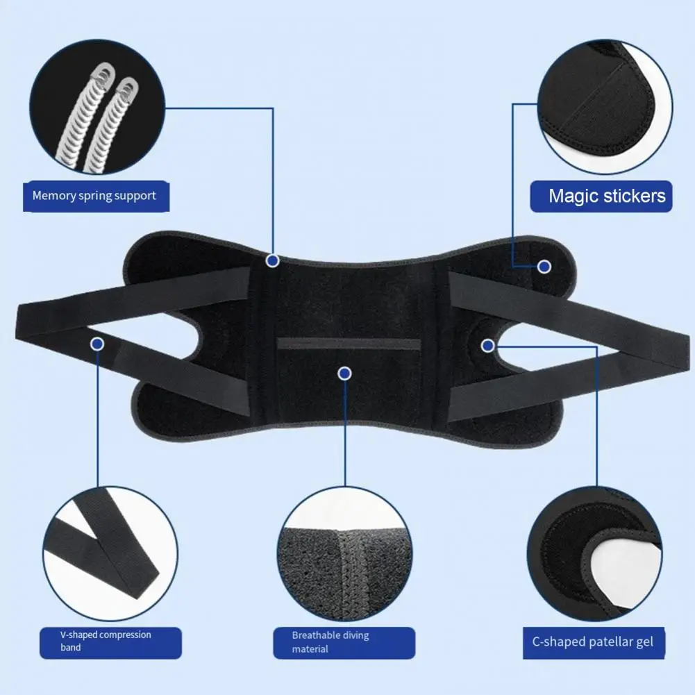 Jumping Knee Brace Adjustable Knee Support Brace with Silicone Anti-slip Strip Compression Sleeve Wrap for Injury Recovery