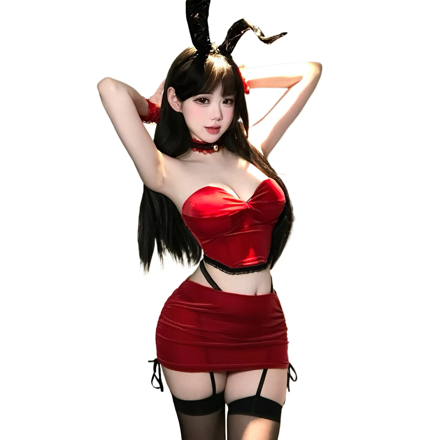 

Sexy Perspective Lace Skirt Set Skinny Secretary Uniform Cosplay Costumes Bunny Girl RolePlay Outfit Erotic Lingerie Temptation