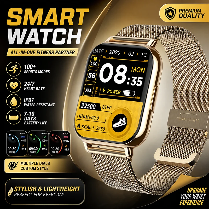 Montre connectée HD avec écran 1.83, plus de 100 sports, fréquence cardiaque, suivi GPS, appel Bluetooth, télécommande pour hommes et femmes, HT22