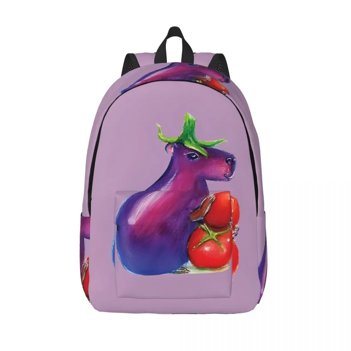 

Eggplant Capybara Backpack Elementary High College School Student Bookbag Teens Daypack Gift