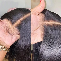 Peruca brasileira reta curta Bob para mulheres, 100% cabelo humano remy, transparente frente do laço, 13x4