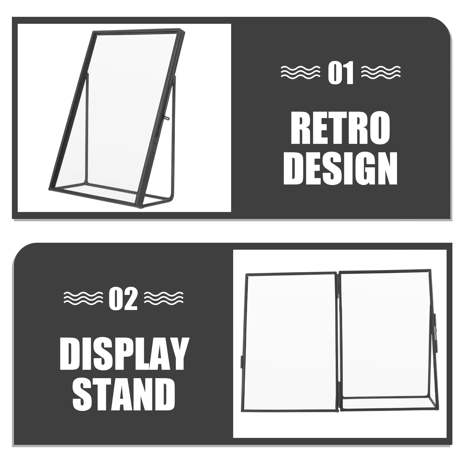 

Vintage Inspired Brass Glass Frame Photo Display Case for Home and Professional Settings Glass Picture Frames