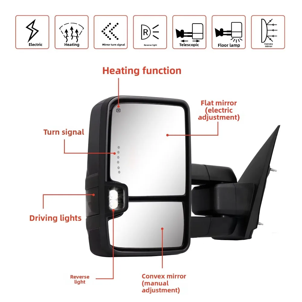 For Chevrolet GMC 2014-2018 Pickup Truck Rearview&Trailer Mirror with DRL Signal Light Heating Function Rearview Mirror Assembly