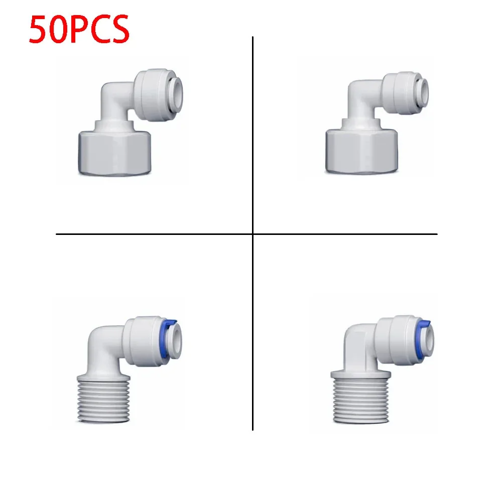 

50PCS 1/2" Male Female Thread - 1/4" 3/8'' RO Water Fitting Elbow POM Hose Connector Water Filter Reverse Osmosis Parts