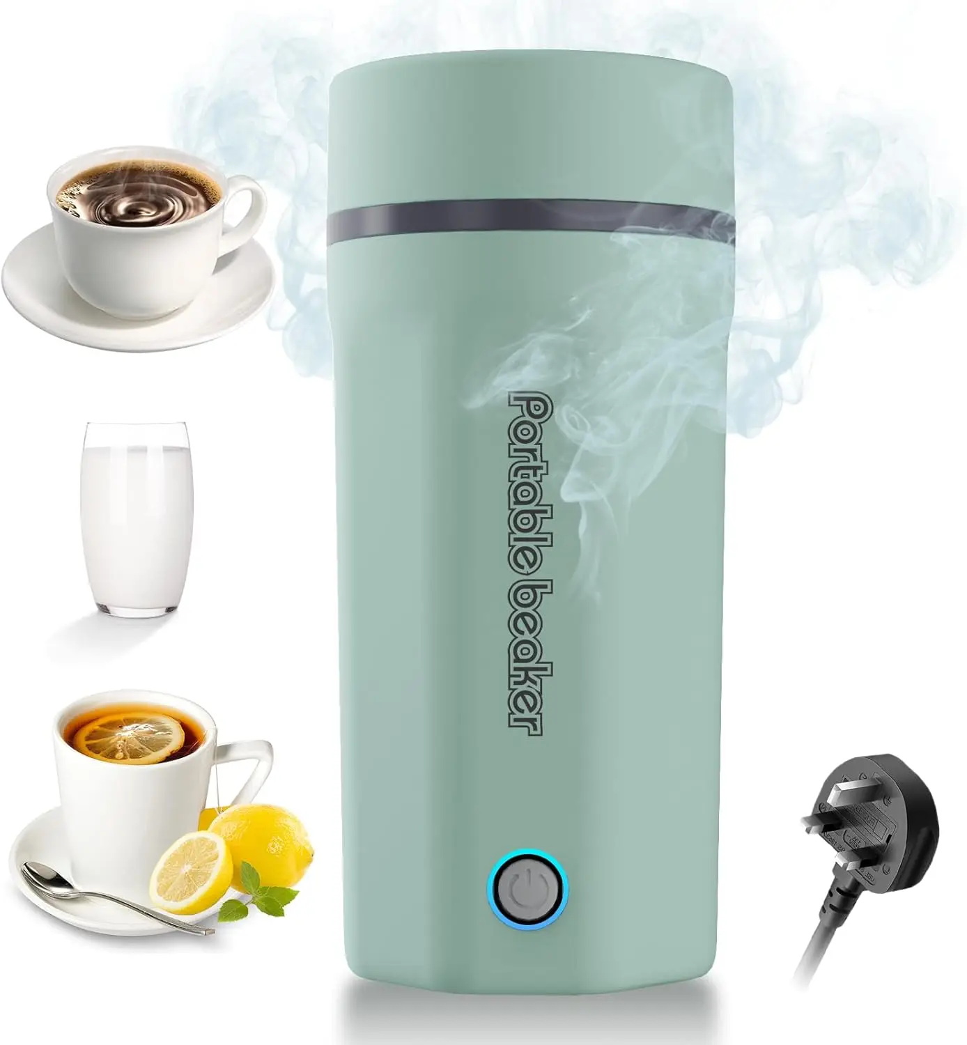 500ML Portable Travel Electric Kettle - Fast Boil, Quiet, Small, Stainless Steel Mini Auto Shut Off Tea Kettle (Green)