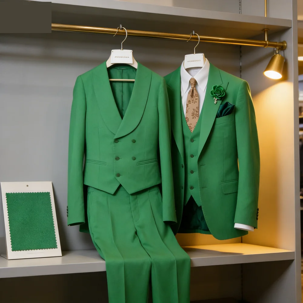 

3PCS Formal Solid Men's Suit Set - Wedding Business Party Prom Classic Occasion Jacket Vest Pants Ensemble